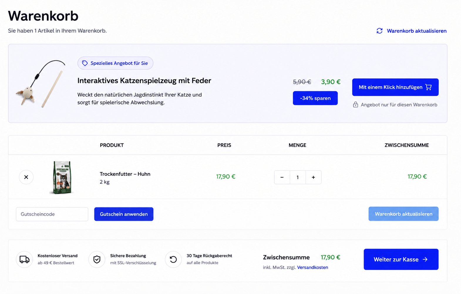 Example of Cart Upsells